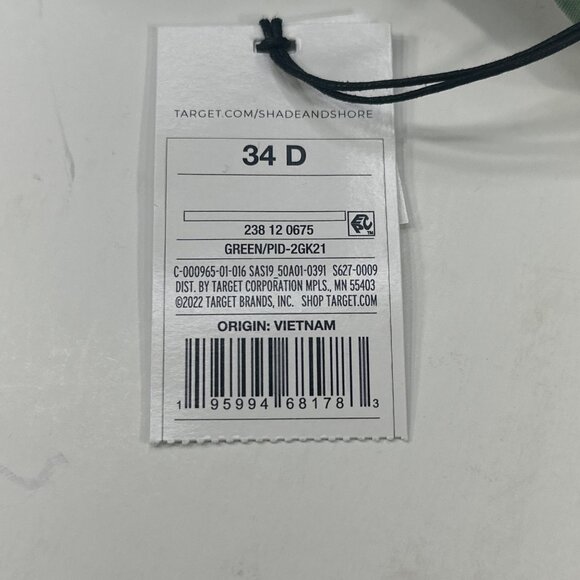 Shade And Shore Women's Size 34D Swim Top Bikini Criss Cross Straps Green New - Picture 4 of 13